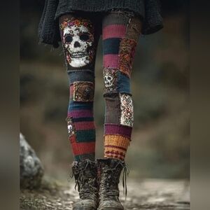 Bohemian Patchwork Skull Leggings